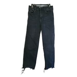 Buckle KanCan High Rise Crop Straight Youth Girls 14 Black Stretch Distress